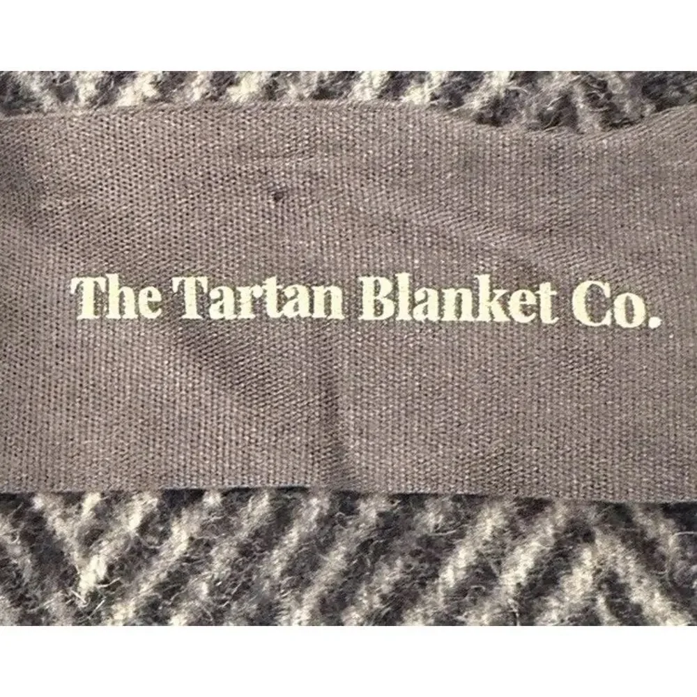 The Tartan Blanket Company Recycled Wool Blanket Navy Herringbone 57x75
